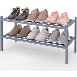 image:imageSmiry Bamboo Shoe Rack 3Tier Stackable Wooden Shoe Organizer for Entryway amp Closet Free Standing Wood Shoe Storage Shelf for Front Door amp Small Spaces NaturalGrey