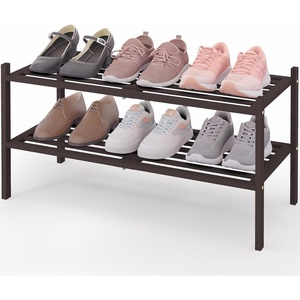 image:imageSmiry Bamboo Shoe Rack 3Tier Stackable Wooden Shoe Organizer for Entryway amp Closet Free Standing Wood Shoe Storage Shelf for Front Door amp Small Spaces NaturalBrown