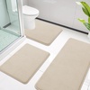 image:imageSmiry Memory Foam Bath Mat 36x24 Extra Soft NonSlip Bathroom Rug Ultra Absorbent Quick Dry Machine Washable Bathroom Mat for Shower Tub amp Floor Decor Navy BlueBeige