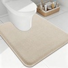 image:imageSmiry Memory Foam Bath Mat 36x24 Extra Soft NonSlip Bathroom Rug Ultra Absorbent Quick Dry Machine Washable Bathroom Mat for Shower Tub amp Floor Decor Navy BlueBeige