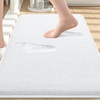 image:imageSmiry Memory Foam Bath Mat 36x24 Extra Soft NonSlip Bathroom Rug Ultra Absorbent Quick Dry Machine Washable Bathroom Mat for Shower Tub amp Floor Decor Navy BlueWhite