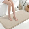 image:imageSmiry Memory Foam Bath Mat 36x24 Extra Soft NonSlip Bathroom Rug Ultra Absorbent Quick Dry Machine Washable Bathroom Mat for Shower Tub amp Floor Decor Navy BlueBeige