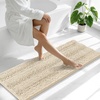 image:imageSmiry Striped Thick Bathroom Rug and Contour Toilet Rug Size 47x17  UShaped 24x20 in Sand 2 Item Bundle