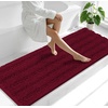 image:imageSmiry Striped Thick Bathroom Rug and Contour Toilet Rug Size 70x24  UShaped 24x20 in Burgundy 2 Item Bundle