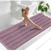 image:imageSmiry Striped Thick Bathroom Rug and Contour Toilet Rug Size 70x24  UShaped 24x20 in Deep Plum 2 Item Bundle