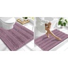 image:imageSmiry Striped Thick Bathroom Rug and Contour Toilet Rug Size 44x24  UShaped 24x20 in Deep Plum 2 Item Bundle