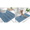 image:imageSmiry Striped Thick Bathroom Rug and Contour Toilet Rug Size 47x20  UShaped 24x20 in Airy Blue 2 Item Bundle