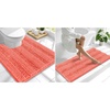 image:imageSmiry Striped Thick Bathroom Rug and Contour Toilet Rug Size 47x20  UShaped 24x20 in Coral 2 Item Bundle