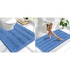 image:imageSmiry Striped Thick Bathroom Rug and Contour Toilet Rug Size 47x24  UShaped 24x20 in Cornflower Blue 2 Item Bundle