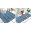 image:imageSmiry Striped Thick Bathroom Rug and Contour Toilet Rug Size 59x20  UShaped 24x20 in Airy Blue 2 Item Bundle