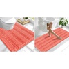 image:imageSmiry Striped Thick Bathroom Rug and Contour Toilet Rug Size 59x24  UShaped 24x20 in Coral 2 Item Bundle