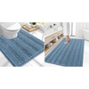 image:imageSmiry Striped Thick Bathroom Rug and Contour Toilet Rug Size 59x35  UShaped 24x20 in Airy Blue 2 Item Bundle