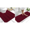 image:imageSmiry Striped Thick Bathroom Rug and Contour Toilet Rug Size 70x24  UShaped 24x20 in Burgundy 2 Item Bundle