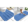 image:imageSmiry Striped Thick Bathroom Rug and Contour Toilet Rug Size 70x24  UShaped 24x20 in Cornflower Blue 2 Item Bundle