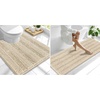 image:imageSmiry Striped Thick Bathroom Rug and Contour Toilet Rug Size 70x24  UShaped 24x20 in Sand 2 Item Bundle