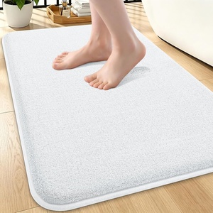 image:imageSmiry Memory Foam Bath Mat 36x24 Extra Soft NonSlip Bathroom Rug Ultra Absorbent Quick Dry Machine Washable Bathroom Mat for Shower Tub amp Floor Decor Navy BlueWhite