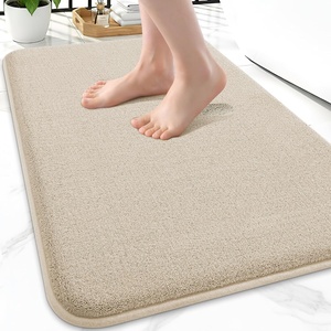 image:imageSmiry Memory Foam Bath Mat 36x24 Extra Soft NonSlip Bathroom Rug Ultra Absorbent Quick Dry Machine Washable Bathroom Mat for Shower Tub amp Floor Decor Navy BlueBeige