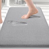 image:imageSmiry Bathroom Rugs Set 2 Piece30x20 Plus 30x20 Extra Soft Absorbent Bath Mat Non Slip Machine Washable Quick Dry Bath Rugs for Bathroom Floor Tub Shower BlackampGrey