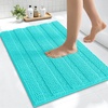 image:imageSmiry Striped Thick Bathroom Rug and Contour Toilet Rug Size 24x16  UShaped 24x20 in Teal 2 Item Bundle