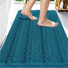 image:imageSmiry Striped Thick Bathroom Rug and Contour Toilet Rug Size 30x20  UShaped 24x20 in Peacock Blue 2 Item Bundle