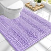 image:imageSmiry Striped Thick Bathroom Rug and Contour Toilet Rug Size 36x24  UShaped 24x20 in Lavender 2 Item Bundle