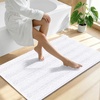 image:imageSmiry Striped Thick Bathroom Rug and Contour Toilet Rug Size 44x24  UShaped 24x20 in White 2 Item Bundle