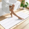 image:imageSmiry Striped Thick Bathroom Rug and Contour Toilet Rug Size 47x17  UShaped 24x20 in White 2 Item Bundle