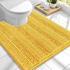 image:imageSmiry Striped Thick Bathroom Rug and Contour Toilet Rug Size 47x20  UShaped 24x20 in Yellow 2 Item Bundle