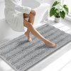 image:imageSmiry Striped Thick Bathroom Rug and Contour Toilet Rug Size 47x24  UShaped 24x20 in Light Grey 2 Item Bundle