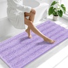 image:imageSmiry Striped Thick Bathroom Rug and Contour Toilet Rug Size 59x24  UShaped 24x20 in Lavender 2 Item Bundle