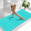 image:imageSmiry Striped Thick Bathroom Rug and Contour Toilet Rug Size 59x24  UShaped 24x20 in Teal 2 Item Bundle