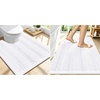 image:imageSmiry Striped Thick Bathroom Rug and Contour Toilet Rug Size 34x21  UShaped 24x20 in White 2 Item Bundle