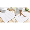 image:imageSmiry Striped Thick Bathroom Rug and Contour Toilet Rug Size 44x32  UShaped 24x20 in White 2 Item Bundle