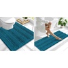 image:imageSmiry Striped Thick Bathroom Rug and Contour Toilet Rug Size 47x17  UShaped 24x20 in Peacock Blue 2 Item Bundle