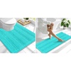 image:imageSmiry Striped Thick Bathroom Rug and Contour Toilet Rug Size 47x17  UShaped 24x20 in Teal 2 Item Bundle
