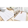 image:imageSmiry Striped Thick Bathroom Rug and Contour Toilet Rug Size 50x30  UShaped 24x20 in White 2 Item Bundle