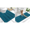 image:imageSmiry Striped Thick Bathroom Rug and Contour Toilet Rug Size 59x20  UShaped 24x20 in Peacock Blue 2 Item Bundle