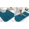 image:imageSmiry Striped Thick Bathroom Rug and Contour Toilet Rug Size 59x24  UShaped 24x20 in Peacock Blue 2 Item Bundle