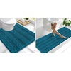 image:imageSmiry Striped Thick Bathroom Rug and Contour Toilet Rug Size 70x24  UShaped 24x20 in Peacock Blue 2 Item Bundle
