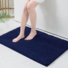 image:imagesmiry Luxury Chenille Bath Rug Set 2 Piece Extra Soft and Absorbent Shaggy Bathroom Mat Rugs Machine Washable NonSlip Plush Carpet Runner for Tub Shower and Bath Room24x1636x24Navy Blu