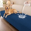 image:imageSmiry Waterproof Couch Cover for Dogs Washable Non Slip Plush Flannel Couch Protector Pet Friendly Soft Sofa Covers for Living Room Grey 36 x 71Navy Blue