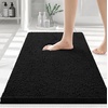 image:imageSmiry Chenille Bath Rug and Mats Set of 3Extra Soft and Absorbent Shaggy Bath Mat Machine Washable NonSlip Plush Carpet 30x 20UShaped 20 x20175x 15 Black