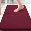 image:imageSmiry Memory Foam Bath Mat 30x20 Extra Soft NonSlip Bathroom Rug Ultra Absorbent Quick Dry Machine Washable Bathroom Mat for Shower Tub amp Floor Decor GreyBurgundy