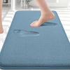 image:imageSmiry Memory Foam Bath Mat 30x20 Extra Soft NonSlip Bathroom Rug Ultra Absorbent Quick Dry Machine Washable Bathroom Mat for Shower Tub amp Floor Decor GreyGrayish Blue