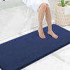 image:imageSmiry Memory Foam Bath Mat 30x20 Extra Soft NonSlip Bathroom Rug Ultra Absorbent Quick Dry Machine Washable Bathroom Mat for Shower Tub amp Floor Decor GreyNavy Blue