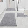 image:imageSmiry Chenille Bath Rug and Mats Set of 3 Non Slip Absorbent Shaggy Bath Rug for Tub Shower and Bath Room UShaped 24 x2024x 16UShaped 24 x20 Grey