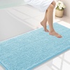 image:imageSmiry Luxury Chenille Bathroom Rugs 24x16 Extra Soft and Absorbent Shaggy Bath Mat Machine Washable NonSlip Plush Carpet Runner for Tub Shower and Floor Home Decor Accessories Sage GreenSky Blue