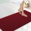 image:imageSmiry Luxury Chenille Bathroom Rugs 24x16 Extra Soft and Absorbent Shaggy Bath Mat Machine Washable NonSlip Plush Carpet Runner for Tub Shower and Floor Home Decor Accessories Sage GreenRed