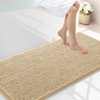 image:imageSmiry Luxury Chenille Bathroom Rugs 24x16 Extra Soft and Absorbent Shaggy Bath Mat Machine Washable NonSlip Plush Carpet Runner for Tub Shower and Floor Home Decor Accessories Sage GreenBeige