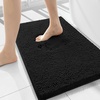 image:imageSmiry Luxury Chenille Bathroom Rugs 30x18 Extra Soft and Absorbent Shaggy Bath Mat Machine Washable NonSlip Plush Carpet Runner for Tub Shower and Floor Home Decor Accessories Black